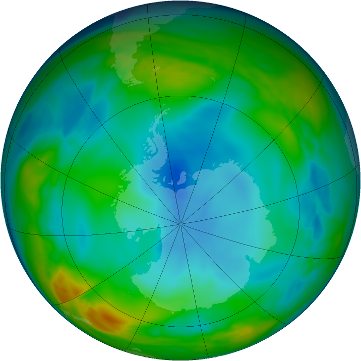 Antarctic ozone map for 22 June 2007